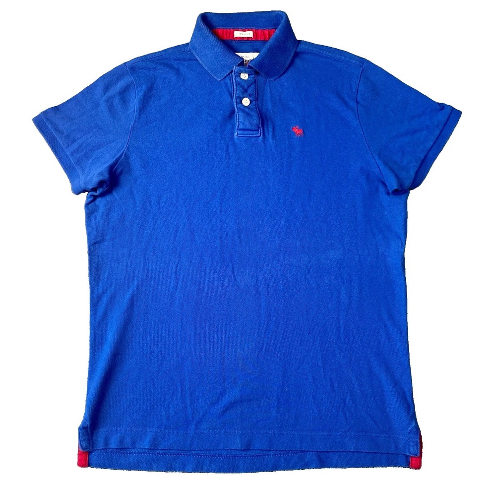 Abercrombie & Fitch Muscle Polo Shirt Blue Moose Logo Men's 2XL Y2K Vintage